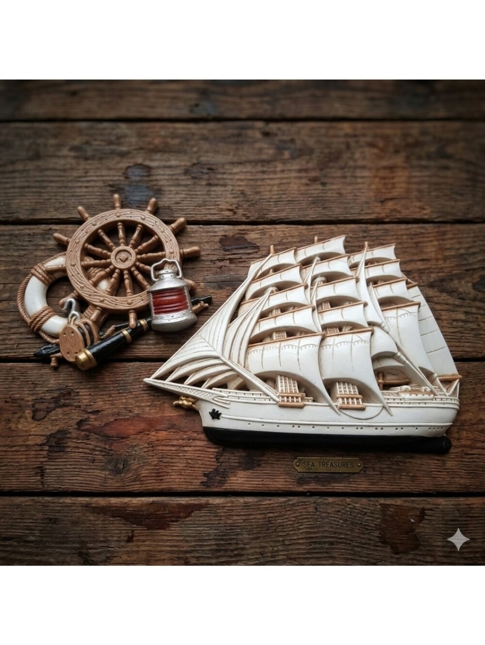 🛍Home Interiors Burwood Products Nautical Wall Decor Schooner Ships Wheel